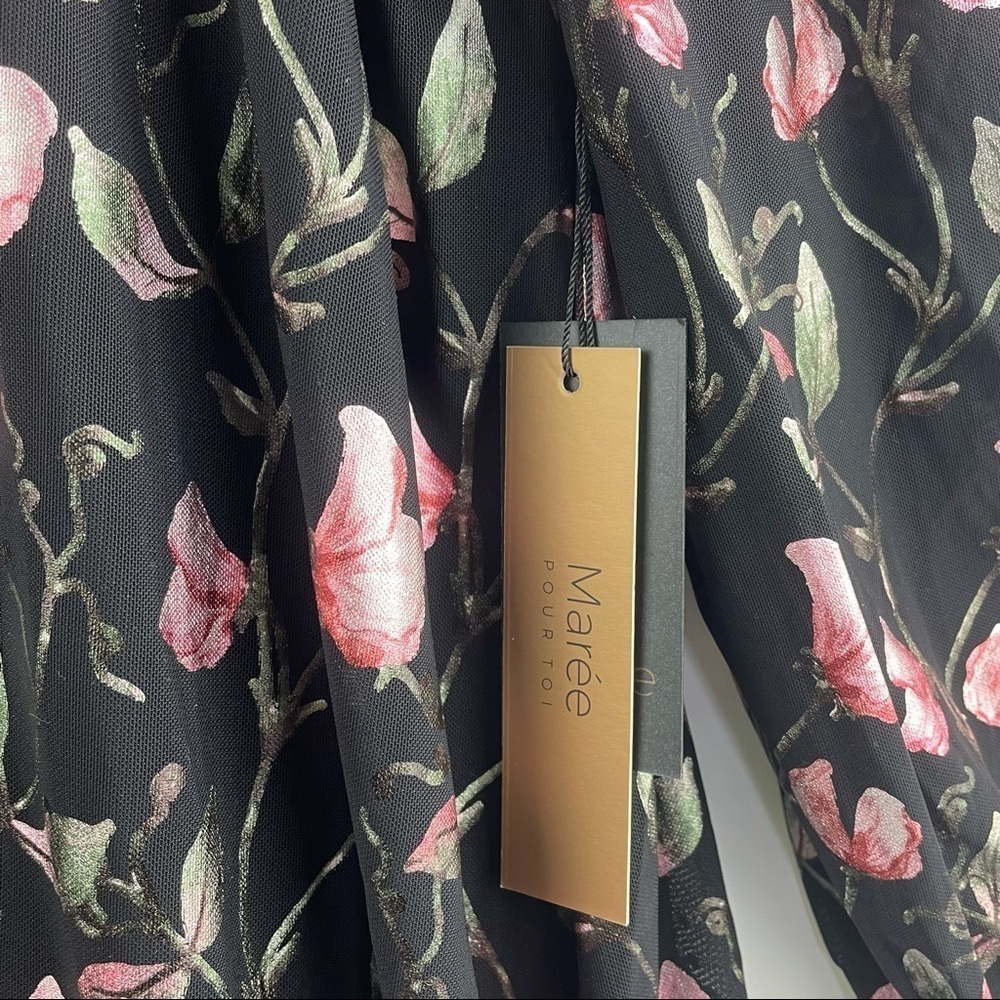 NWT Maree Pour Toi Floral Foil Print Long Sleeve Trapeze Dress Black Size 16 - Picture 11 of 12
